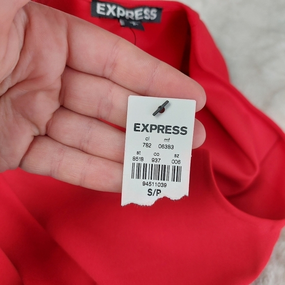 Express Red Long Sleeve Fit & Flare Casual Midi Dress 892 - Picture 8 of 10